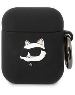 Karl Lagerfeld 3D Logo NFT Choupette Head Silicone Case for Airpods 1/2 Black